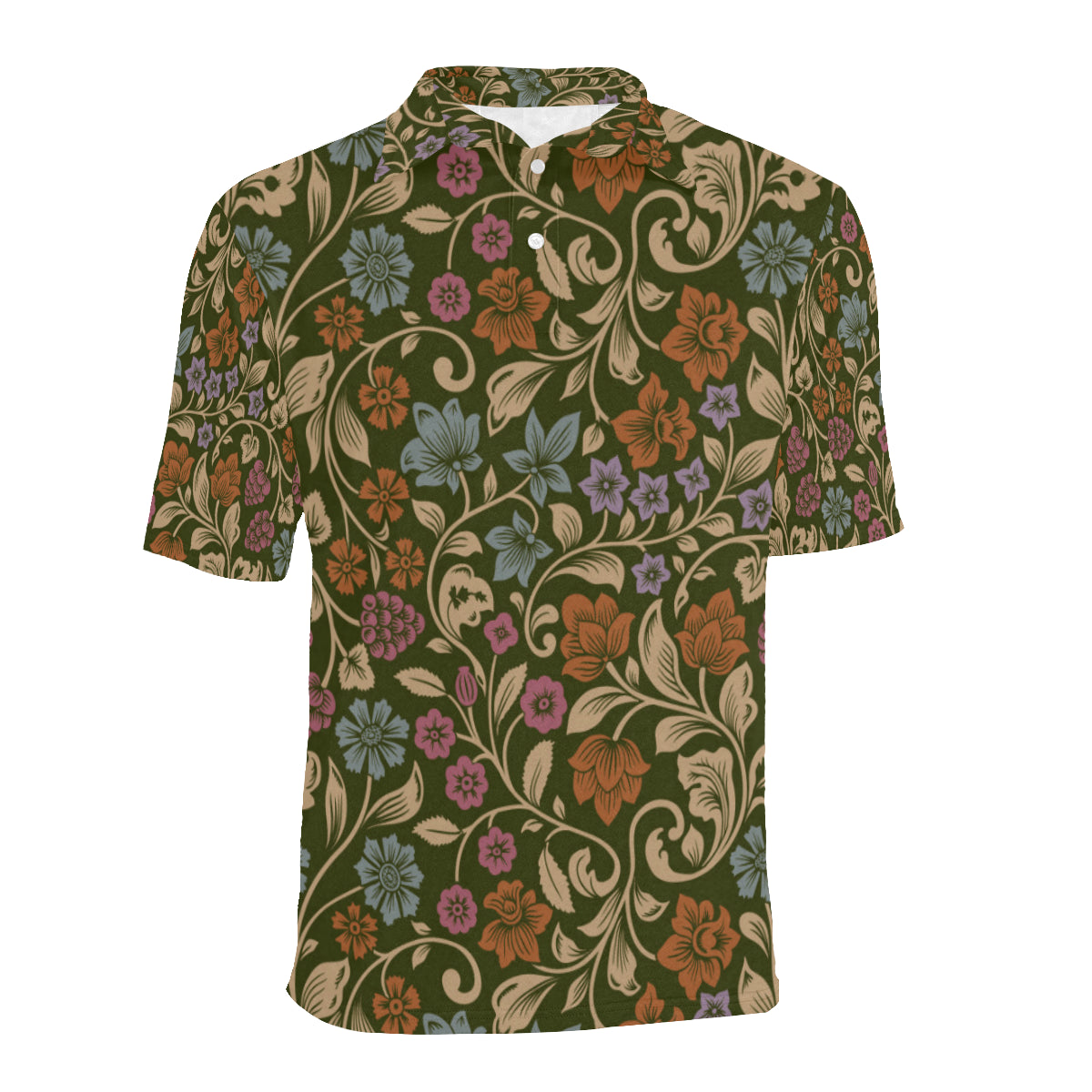 Floral Vintage Print Pattern Men Polo Shirt