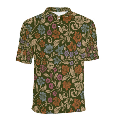 Floral Vintage Print Pattern Men Polo Shirt