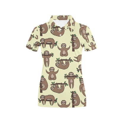 Sloth Print Design LKS3010 Women's Polo Shirt