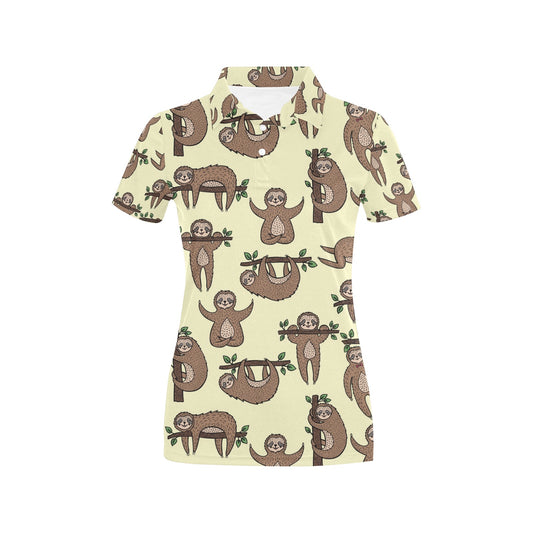 Sloth Print Design LKS3010 Women's Polo Shirt