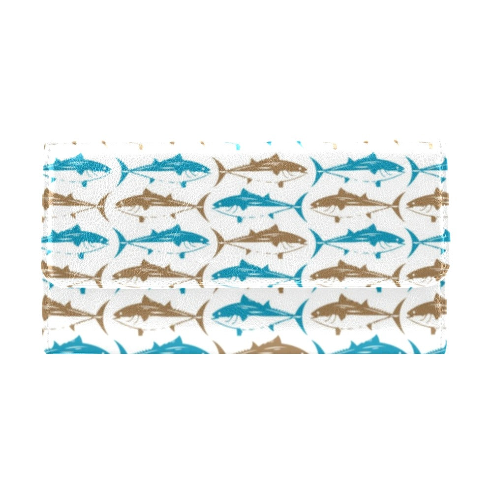Tuna Fish Print Design LKS301 Women's Trifold Wallet