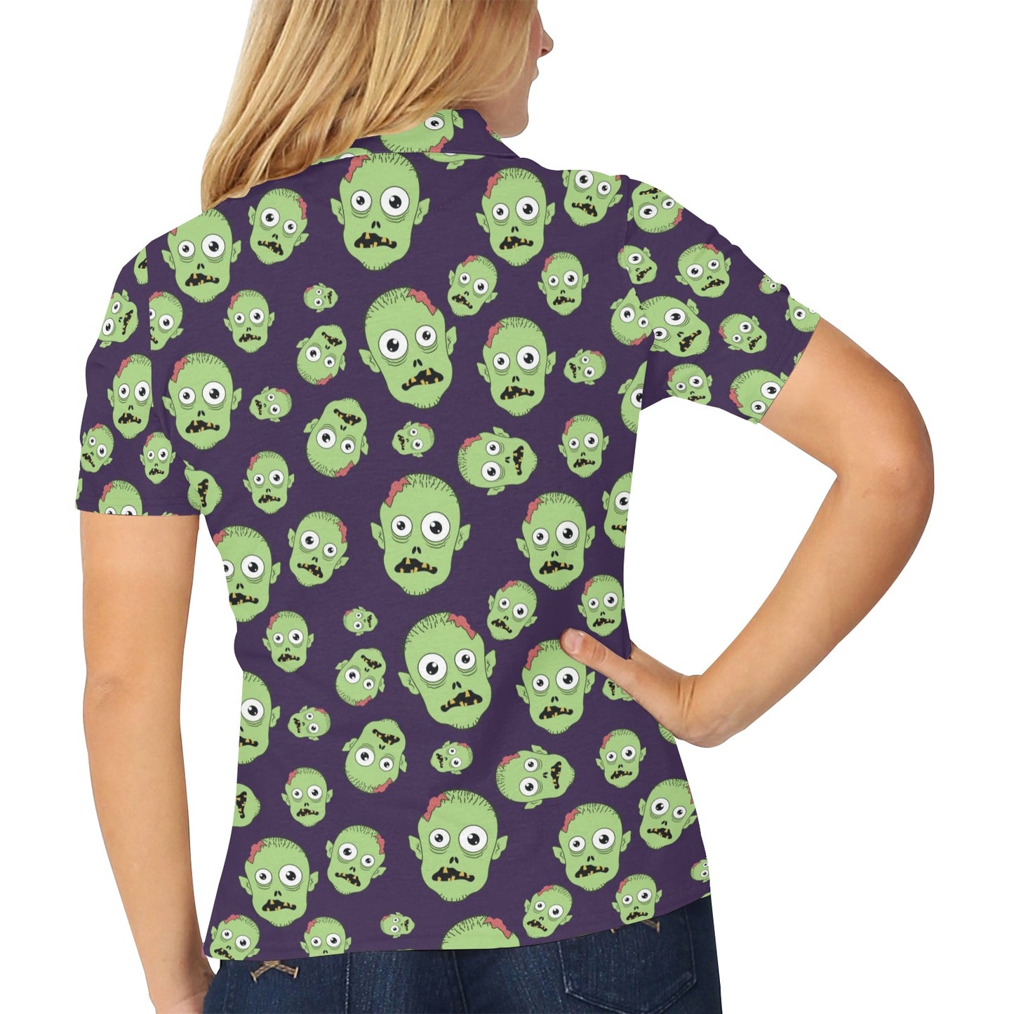 Zombie Print Design LKS303 Women's Polo Shirt