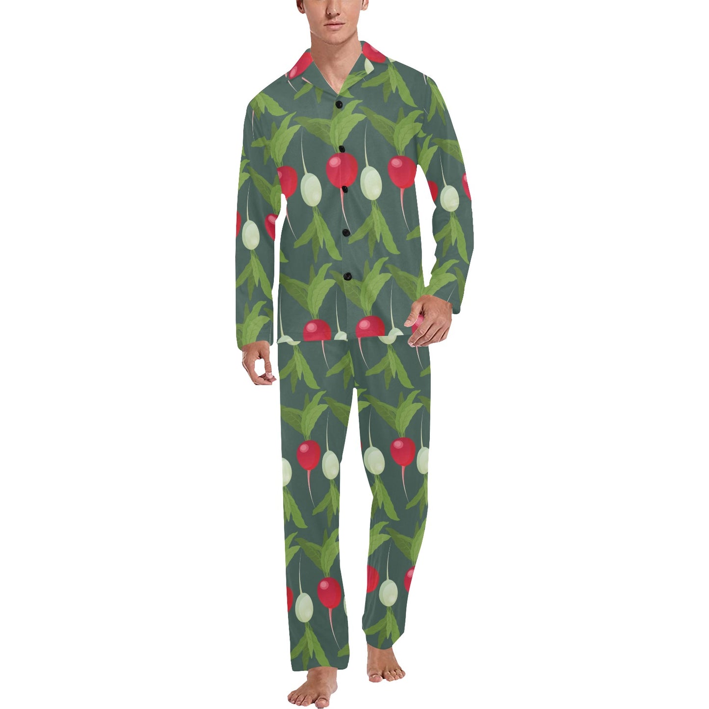 Radish Pattern Print Design A03 Men's Long Pajama Set