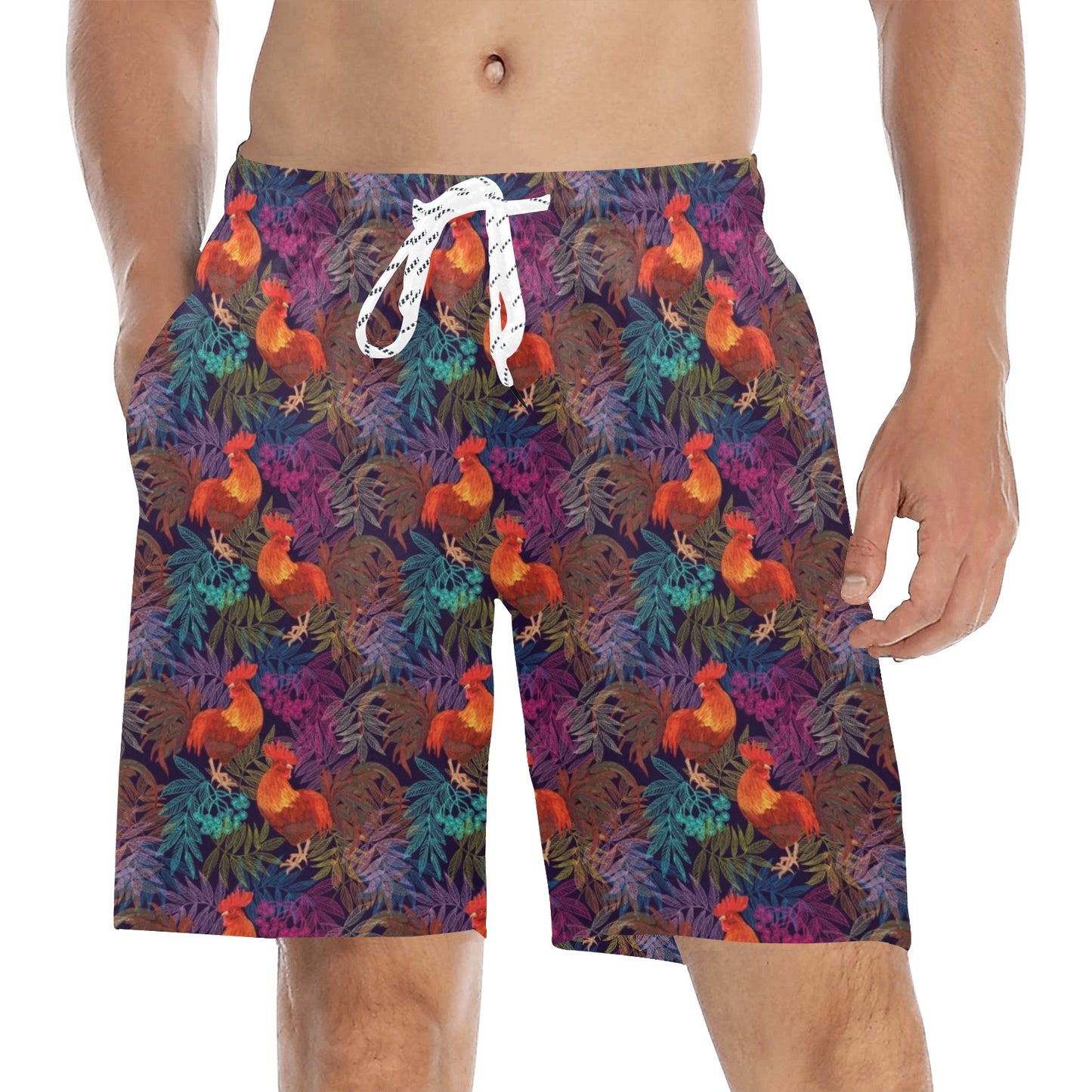 Rooster Print Style Men's Swim Trunks Beach Shorts