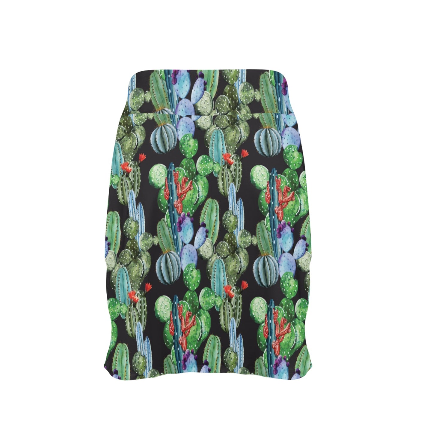 Cactus Watercolor Style Print Women's Golf Skirt with Pocket