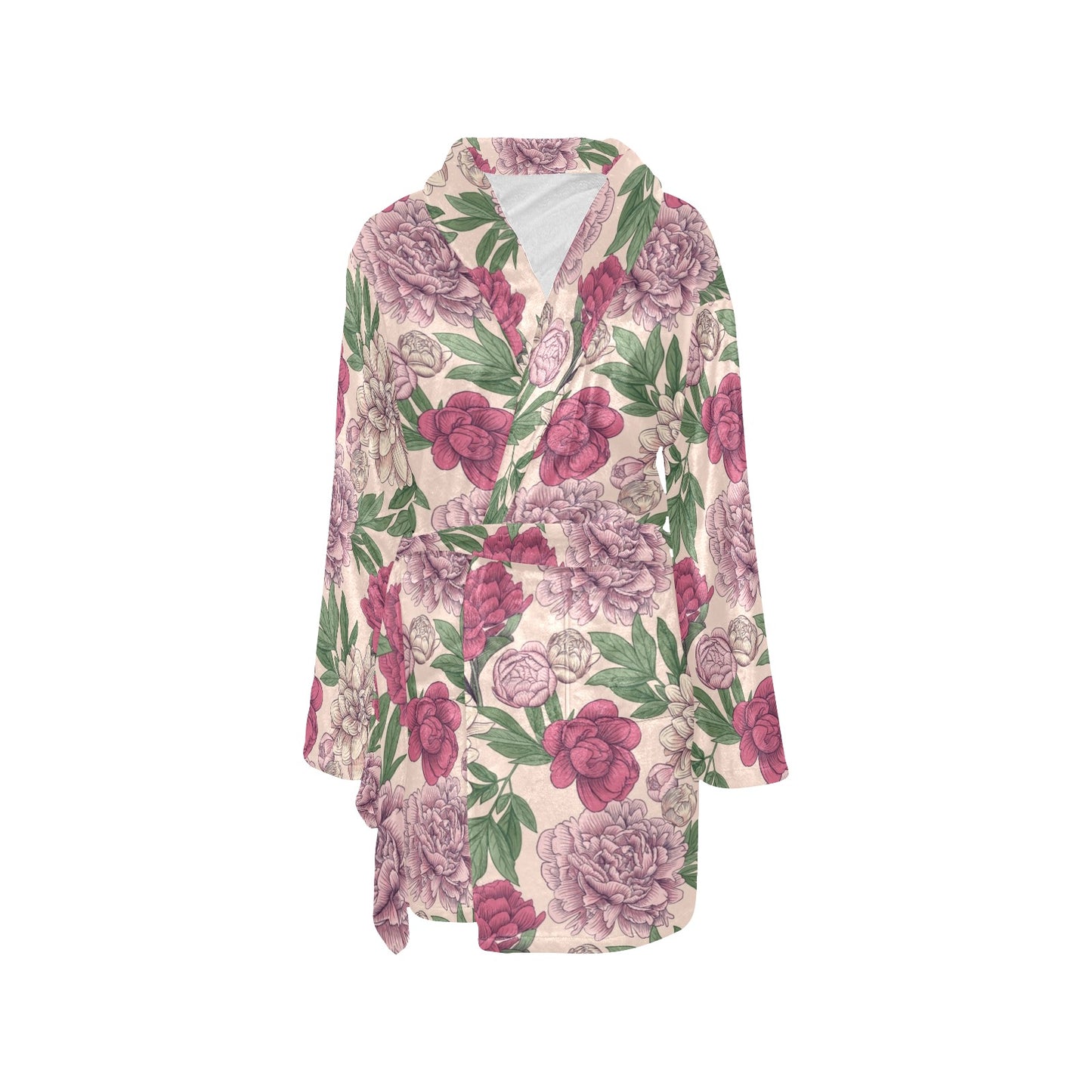 Peony Pattern Print Design A01 Women's Fleece Robe