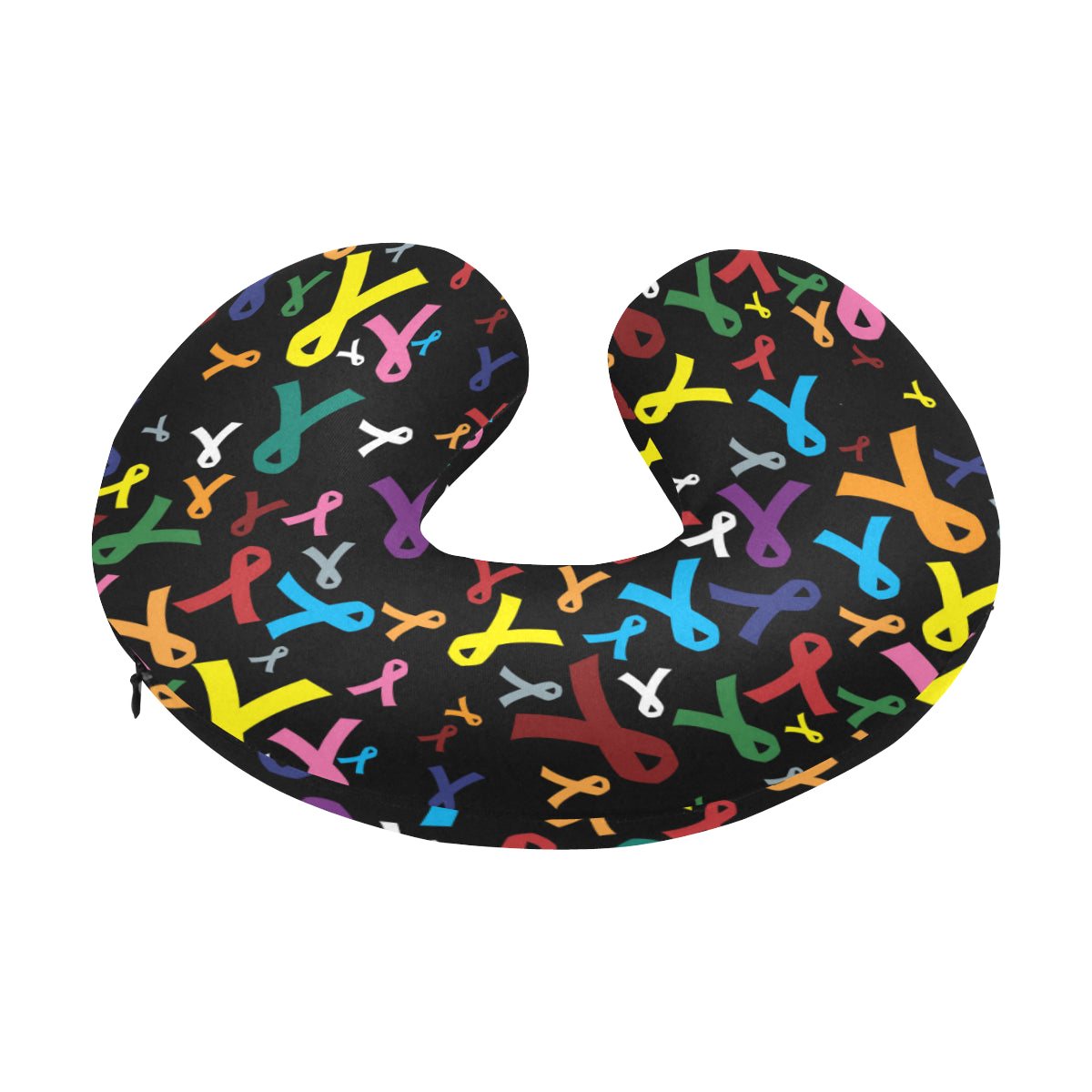 Cancer Awareness Pattern Print Design 03 U-Shaped Travel Neck Pillow