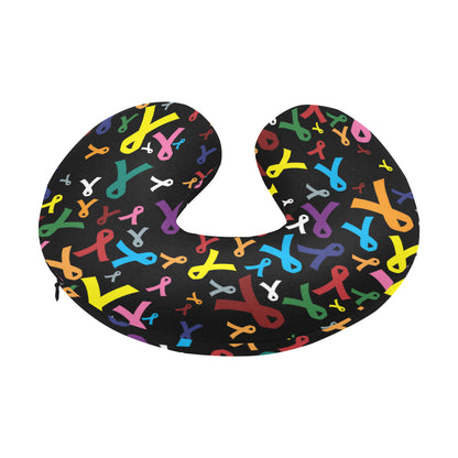 Cancer Awareness Pattern Print Design 03 U-Shaped Travel Neck Pillow