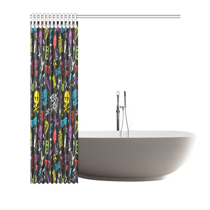 Rock and Roll Pattern Print Design A02 Shower Curtain