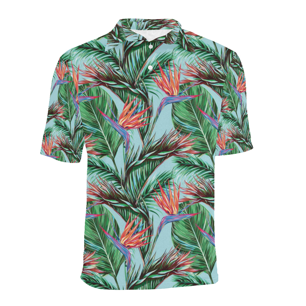 Bird Of Paradise Pattern Print Design BOP01 Men Polo Shirt