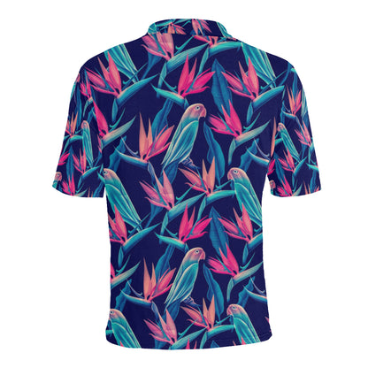 Tropical Flower Pattern Print Design TF024 Men Polo Shirt