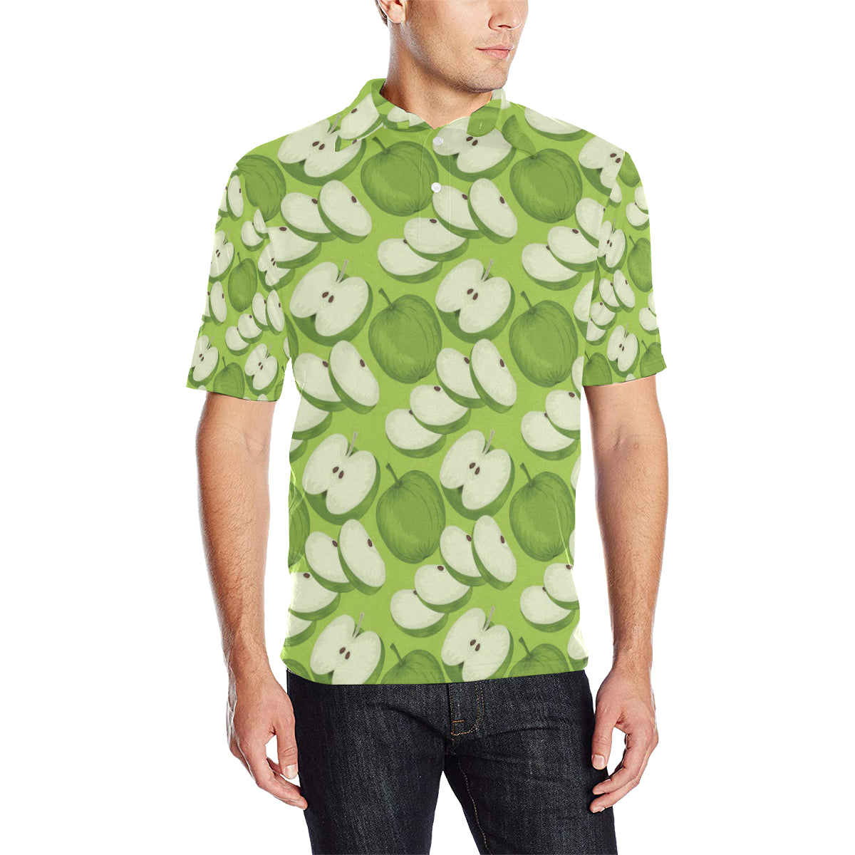Apple Pattern Print Design AP010 Men Polo Shirt