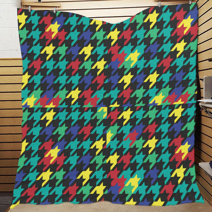 Houndstooth Colorful Pattern Print Design 02 Premium Quilt