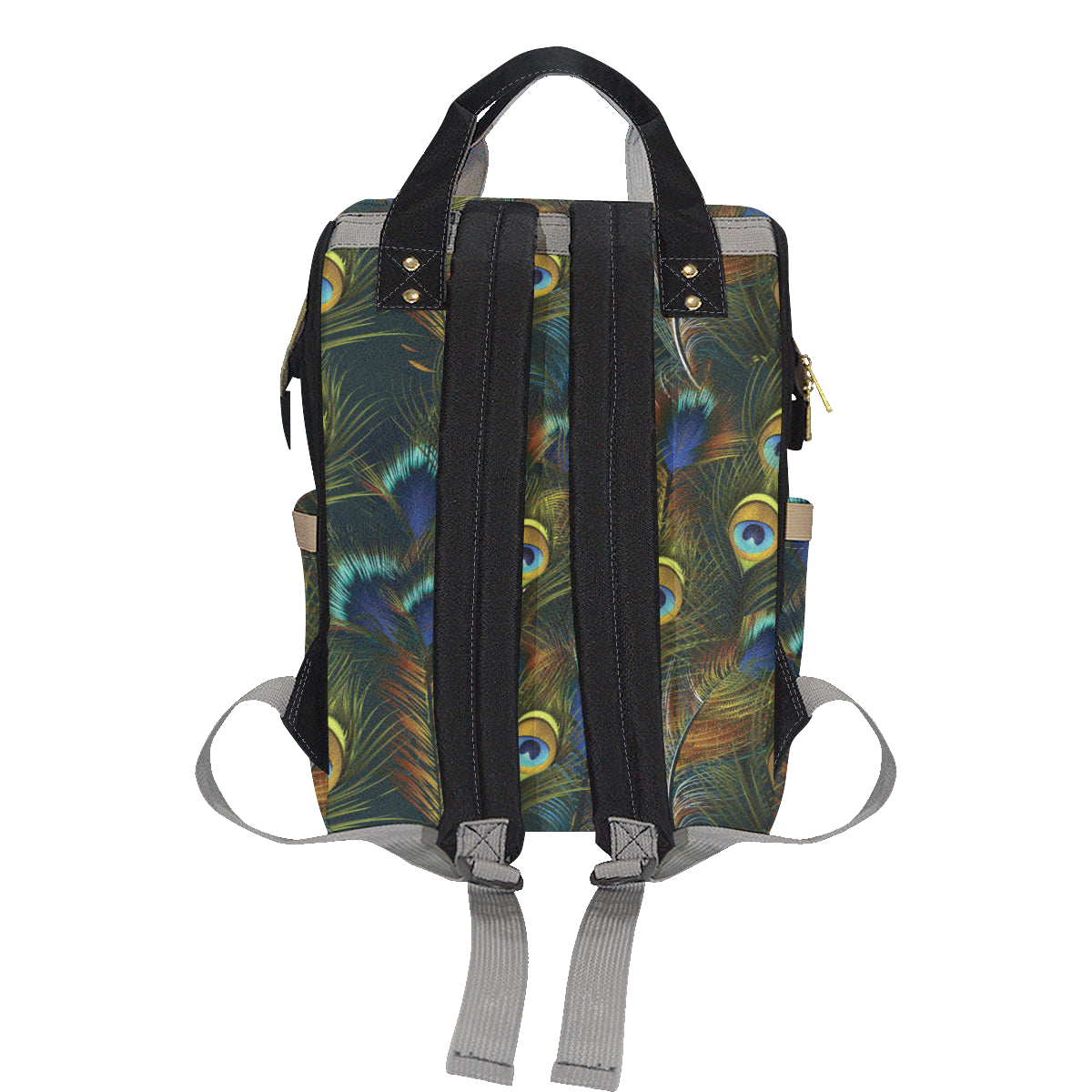 Peacock Feather Pattern Print Design A03 Diaper Bag Backpack