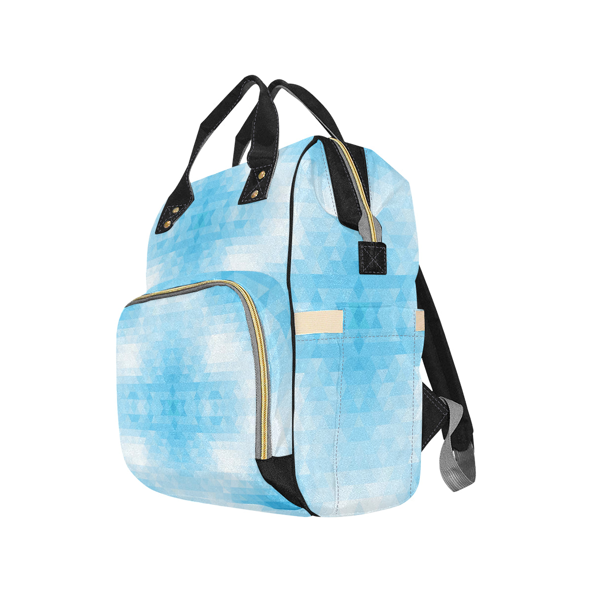 Geometric Blue Pattern Print Design 01 Diaper Bag Backpack