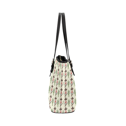 Western Cowboy Print Leather Tote Bag