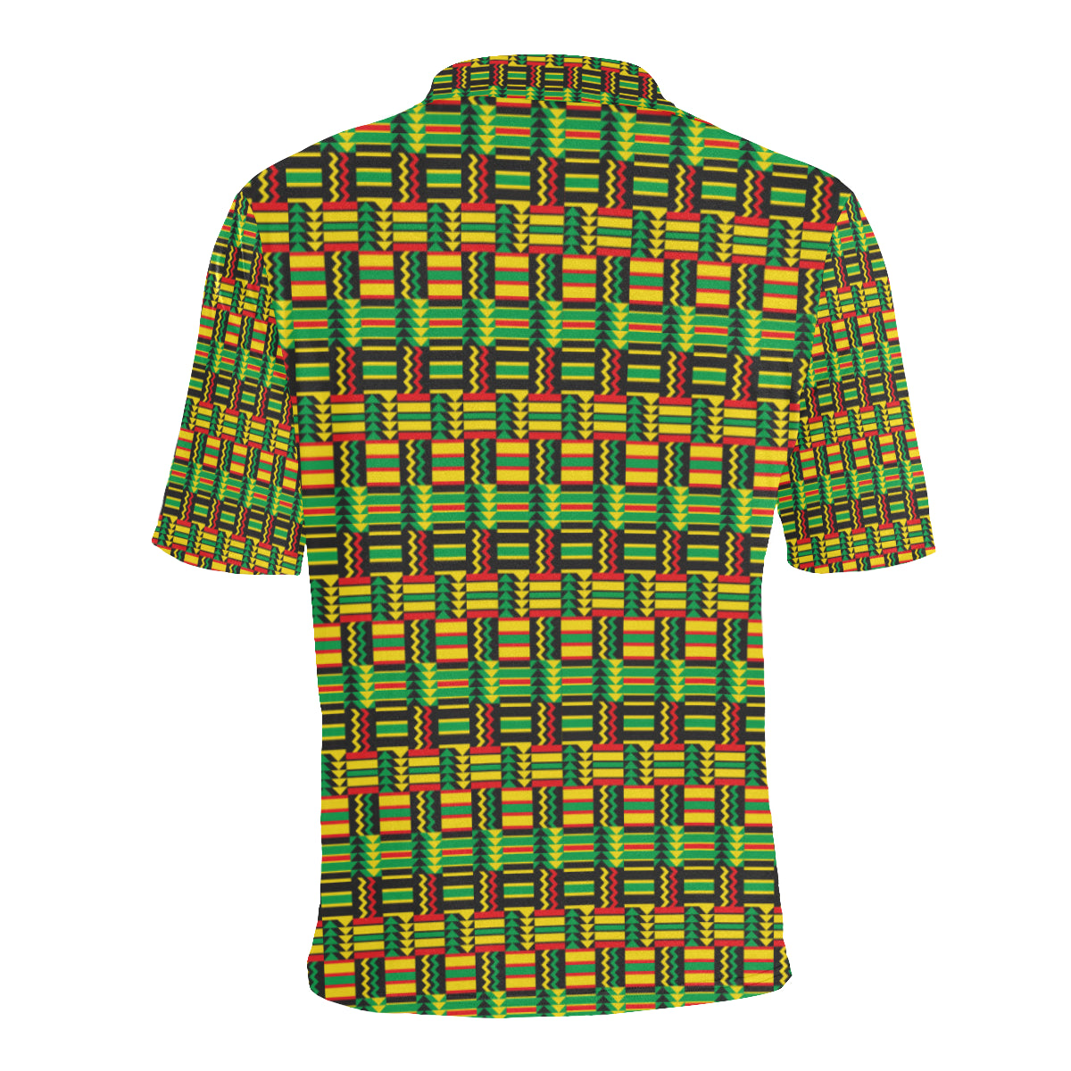 African Zip Zag Print Pattern Men Polo Shirt