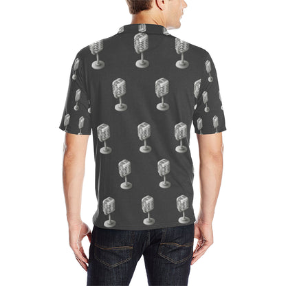 Microphone Vintage Pattern Print Design 01 Men Polo Shirt