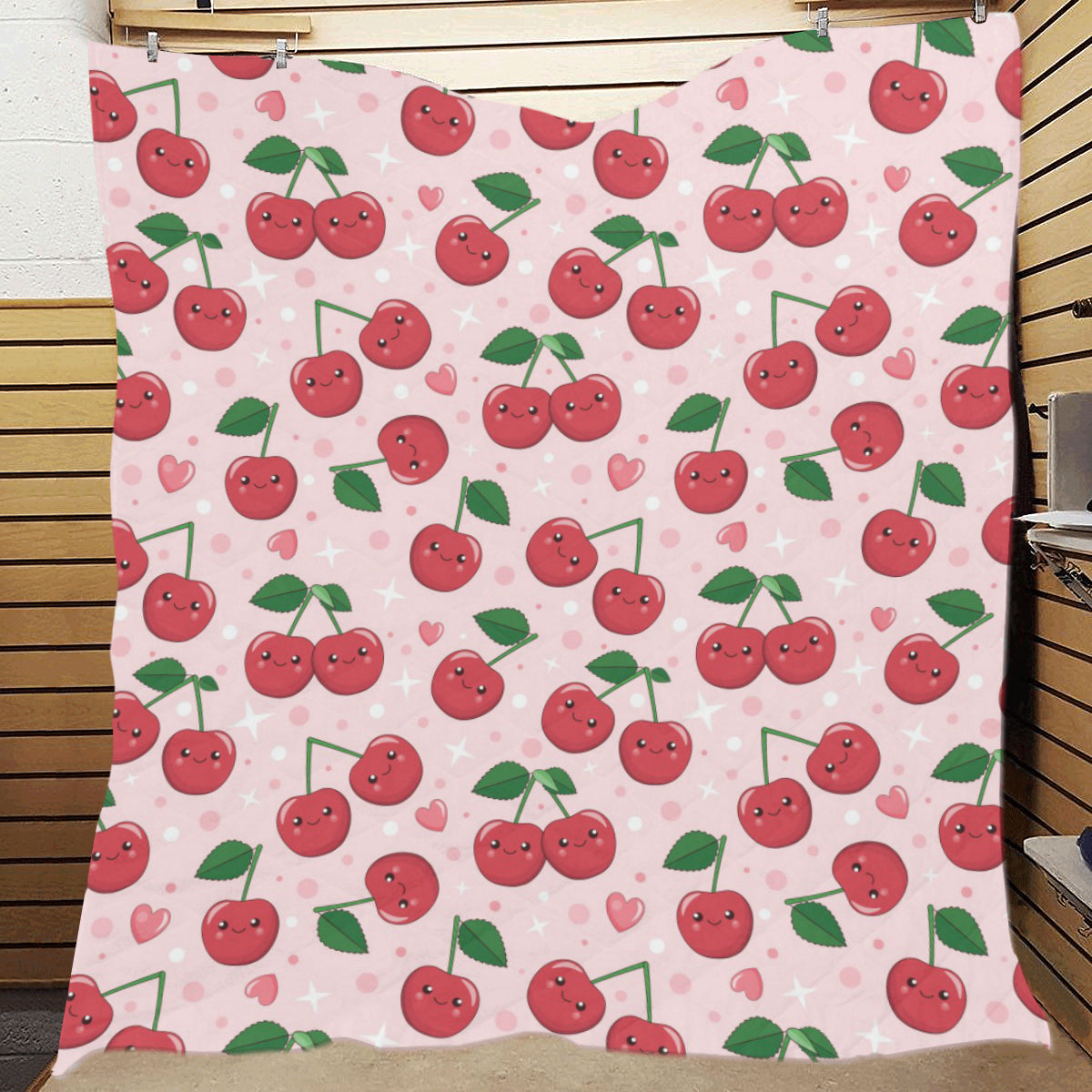 Cherry Pattern Print Design CH02 Premium Quilt