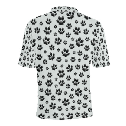 Paw Themed Print Men Polo Shirt