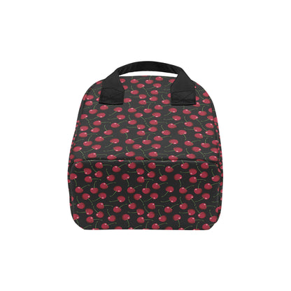 Cherry Black Background Insulated Lunch Bag