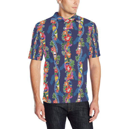 Hawaiian Themed Pattern Print Design H04 Men Polo Shirt