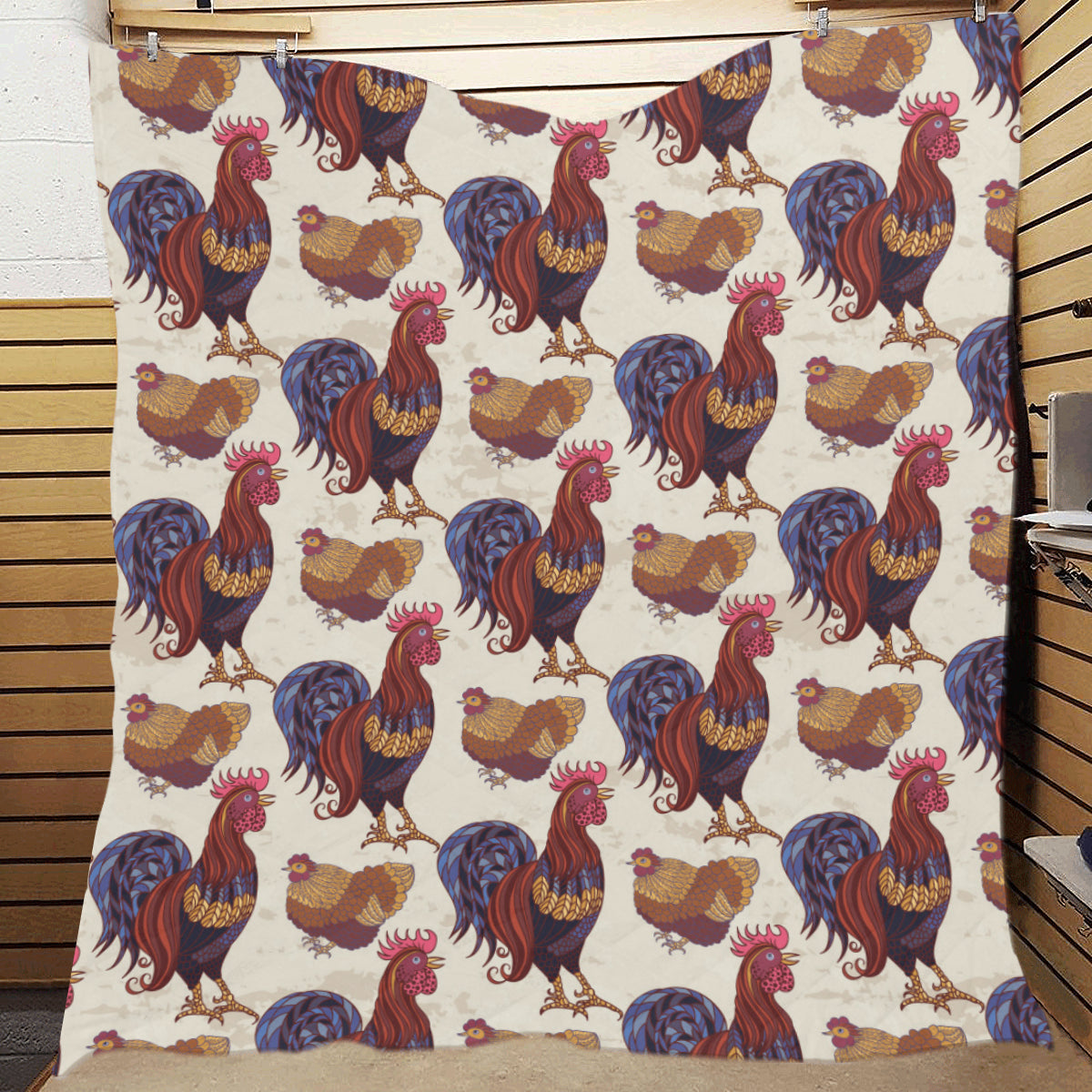 Rooster Pattern Print Design A03 Premium Quilt