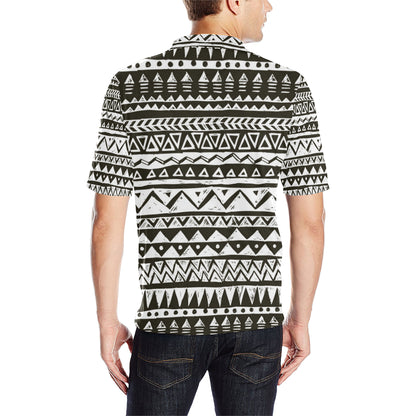 Hand draw Tribal Aztec Men Polo Shirt