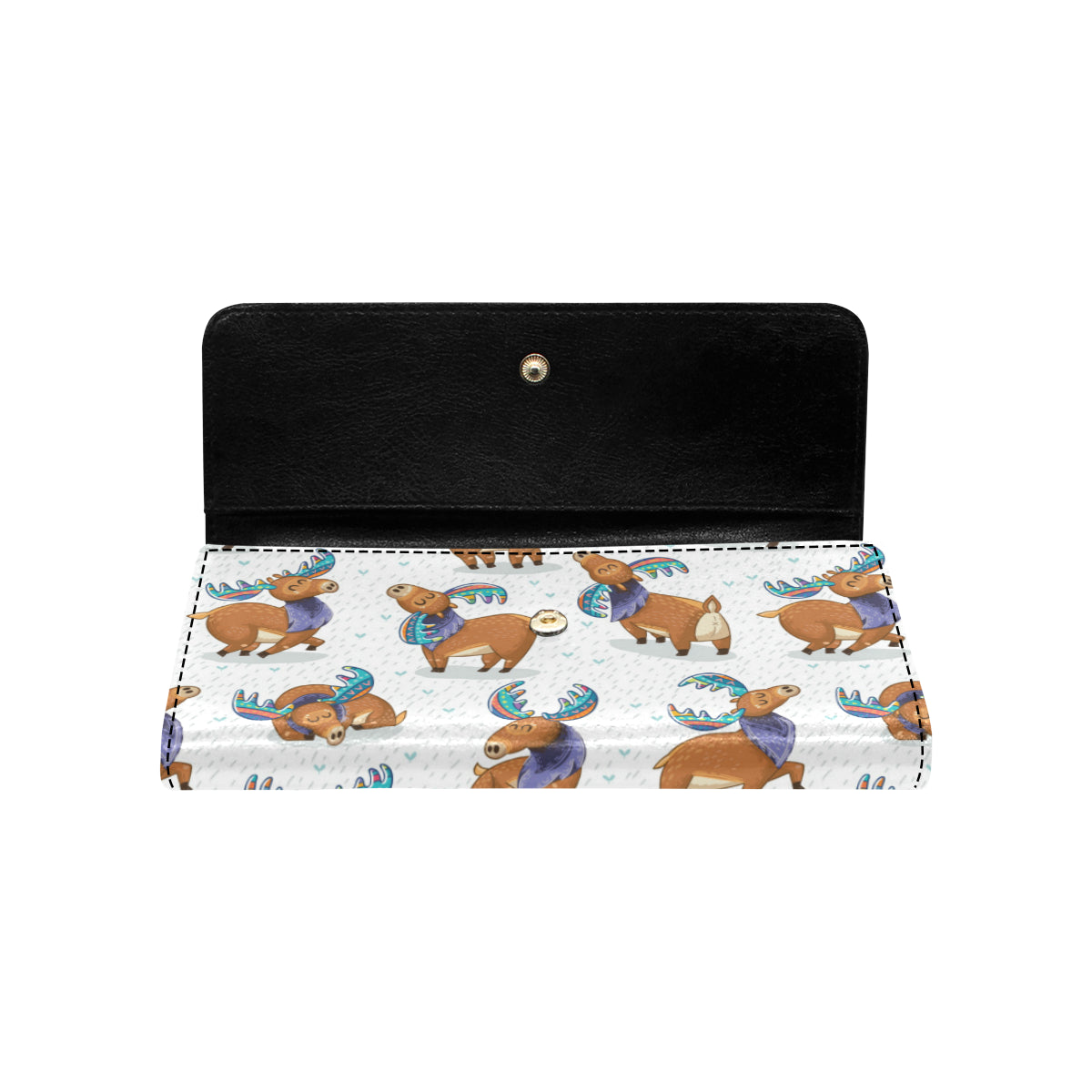 Moose Cute Pattern Print Design 01 Women's Trifold Wallet