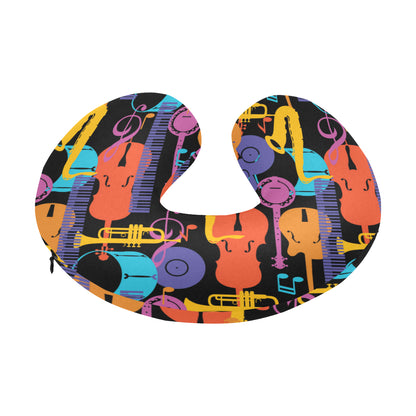 Jazz Pattern Print Design 03 U-Shaped Travel Neck Pillow