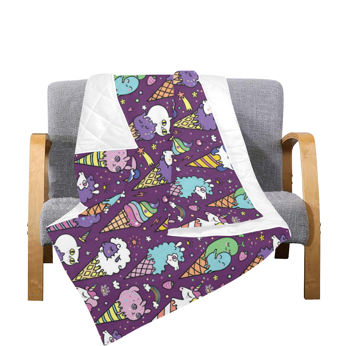 Ice Cream Pattern Print Design IC07 Premium Quilt