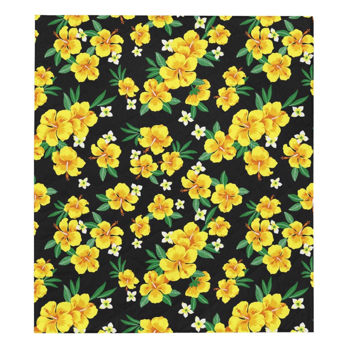 Yellow Hibiscus Pattern Print Design HB08 Premium Quilt