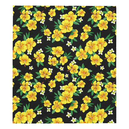 Yellow Hibiscus Pattern Print Design HB08 Premium Quilt