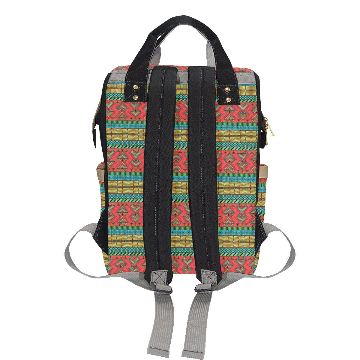 African Colorful Zigzag Print Pattern Diaper Bag Backpack