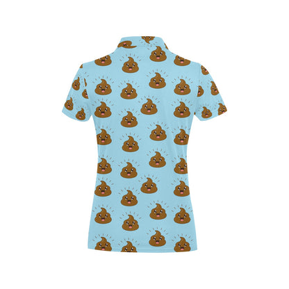 Poop Emoji Pattern Print Design A03 Women's Polo Shirt