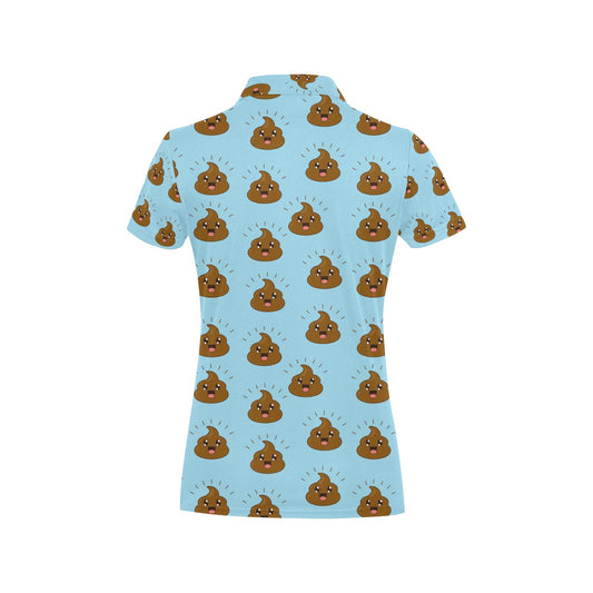 Poop Emoji Pattern Print Design A03 Women's Polo Shirt