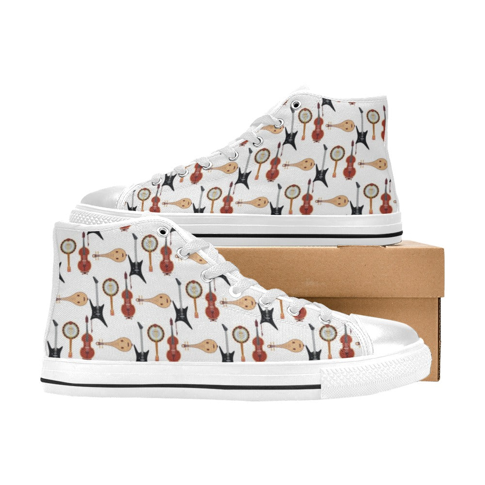 Banjo Print Design LKS403 Men's High Top Canvas Shoes