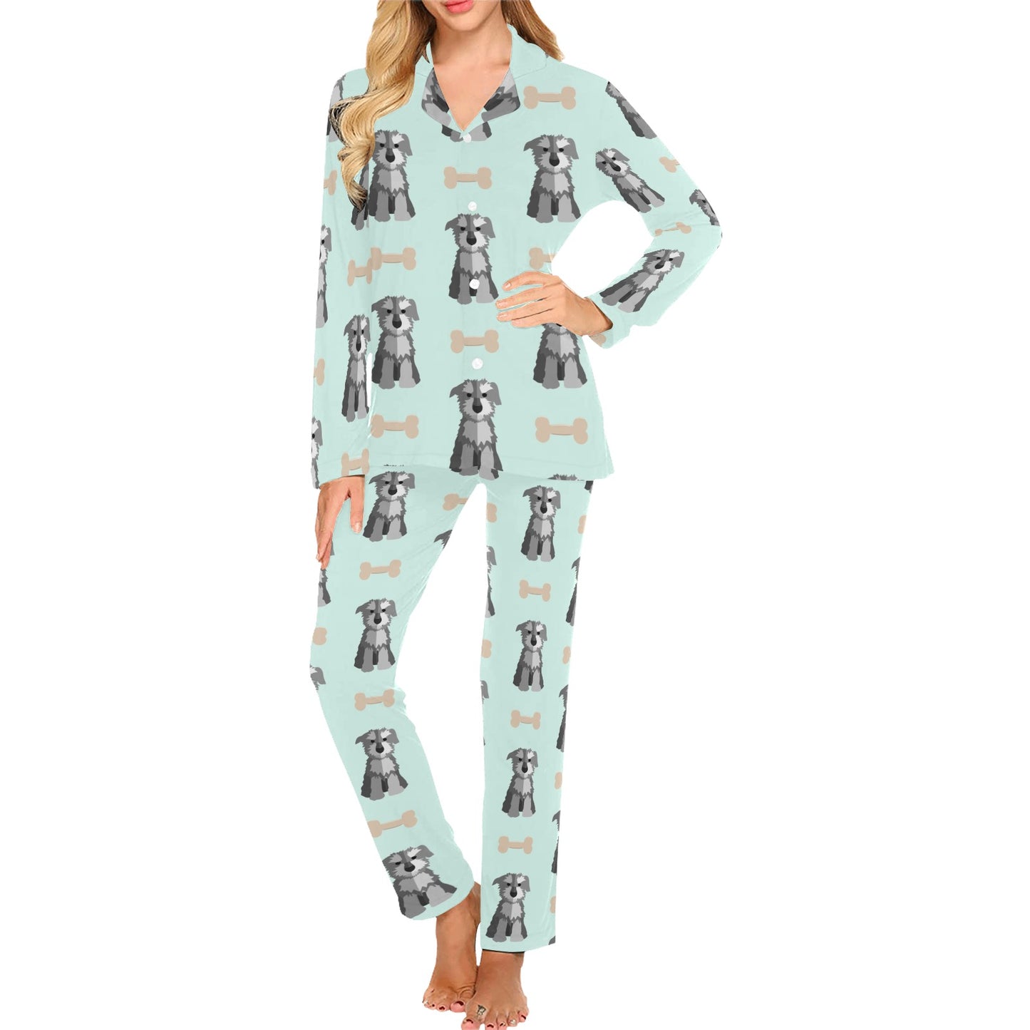 Schnauzers Pattern Print Design A03 Women's Long Pajama Set