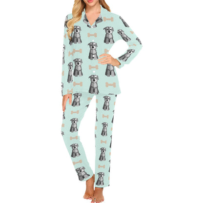 Schnauzers Pattern Print Design A03 Women's Long Pajama Set