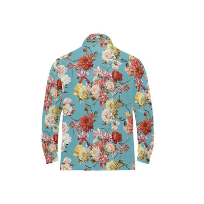 Summer Floral Pattern Print Design SF05 Long Sleeve Polo Shirt For Men's