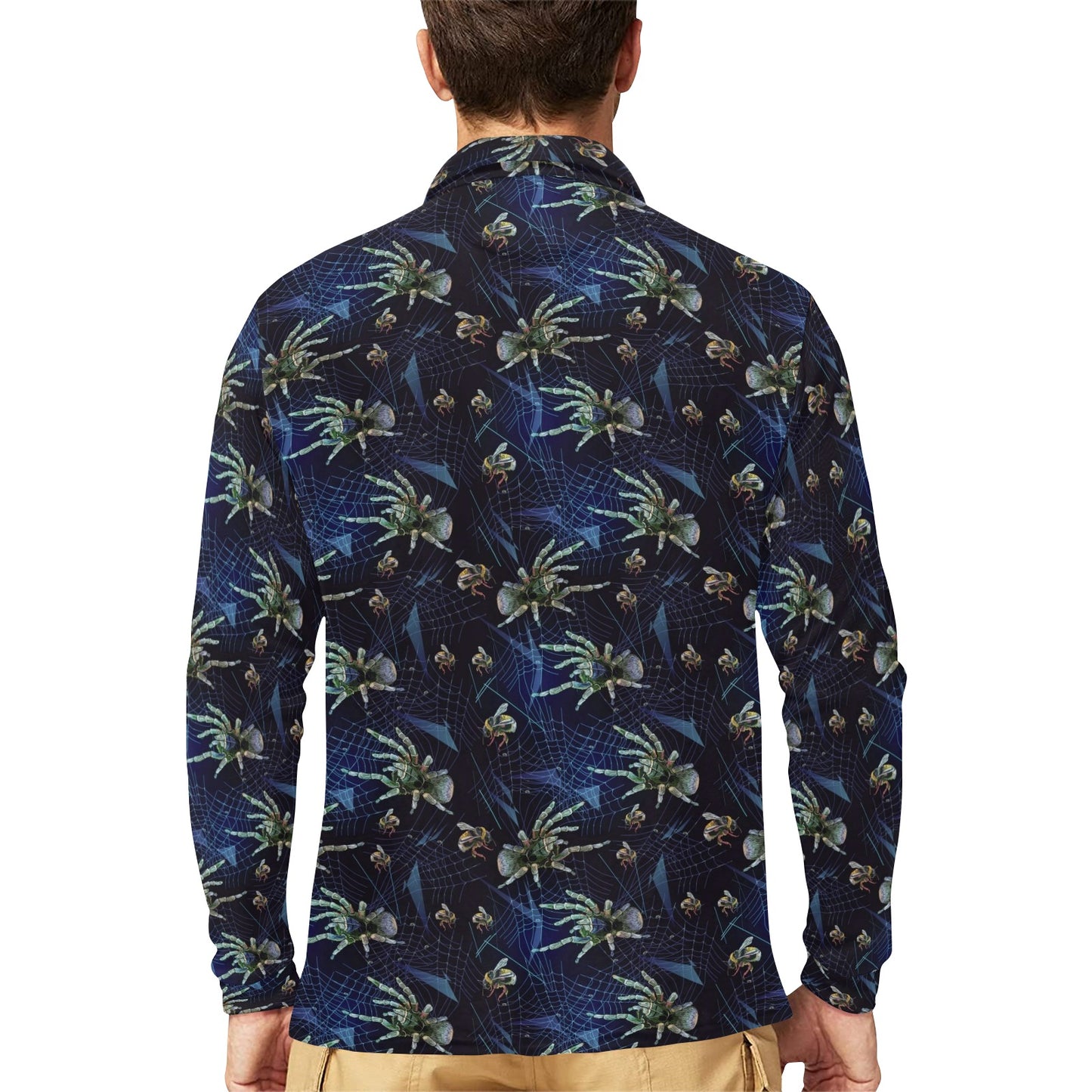 Tarantula Print Design LKS401 Long Sleeve Polo Shirt For Men's