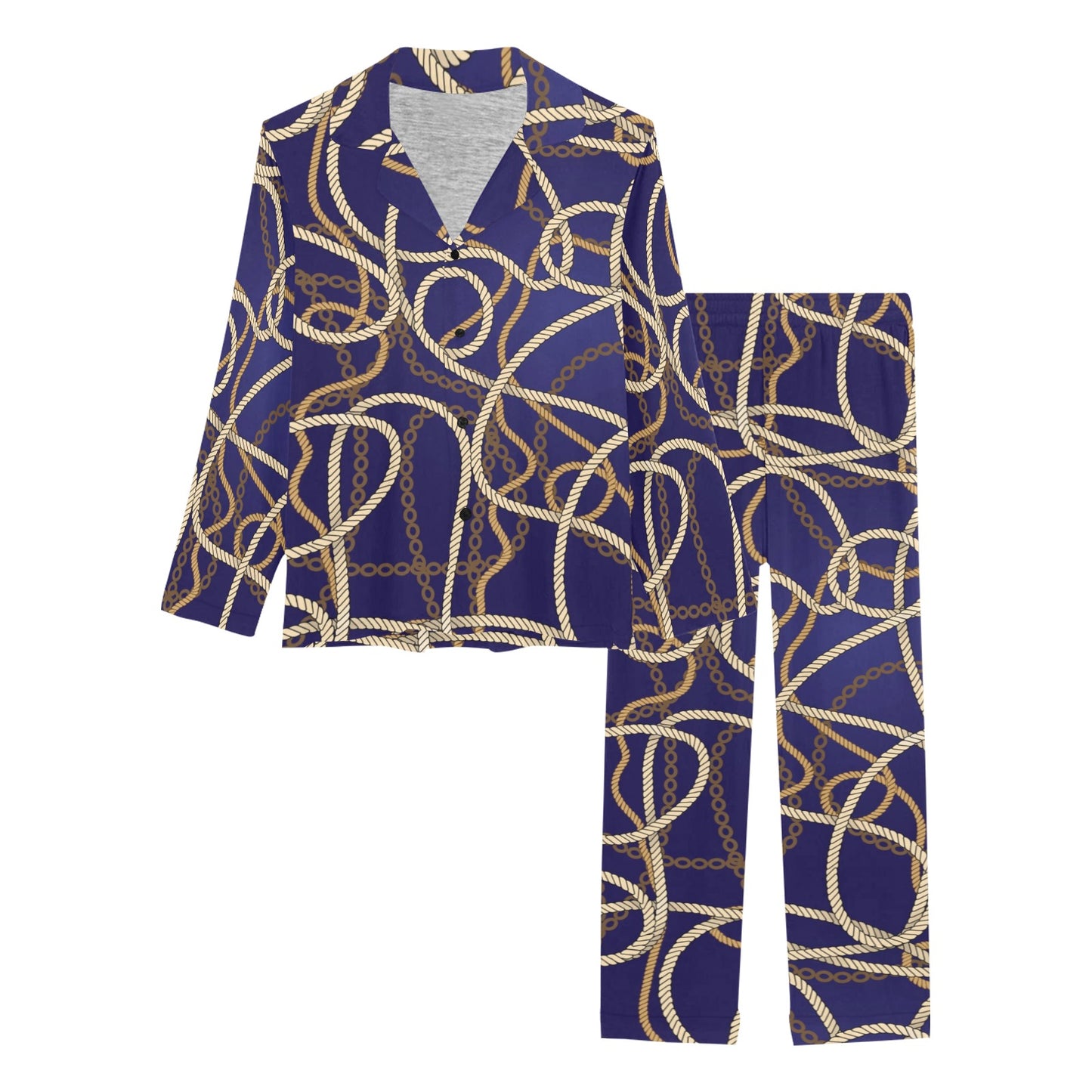 Rope Pattern Print Design A01 Women's Long Pajama Set