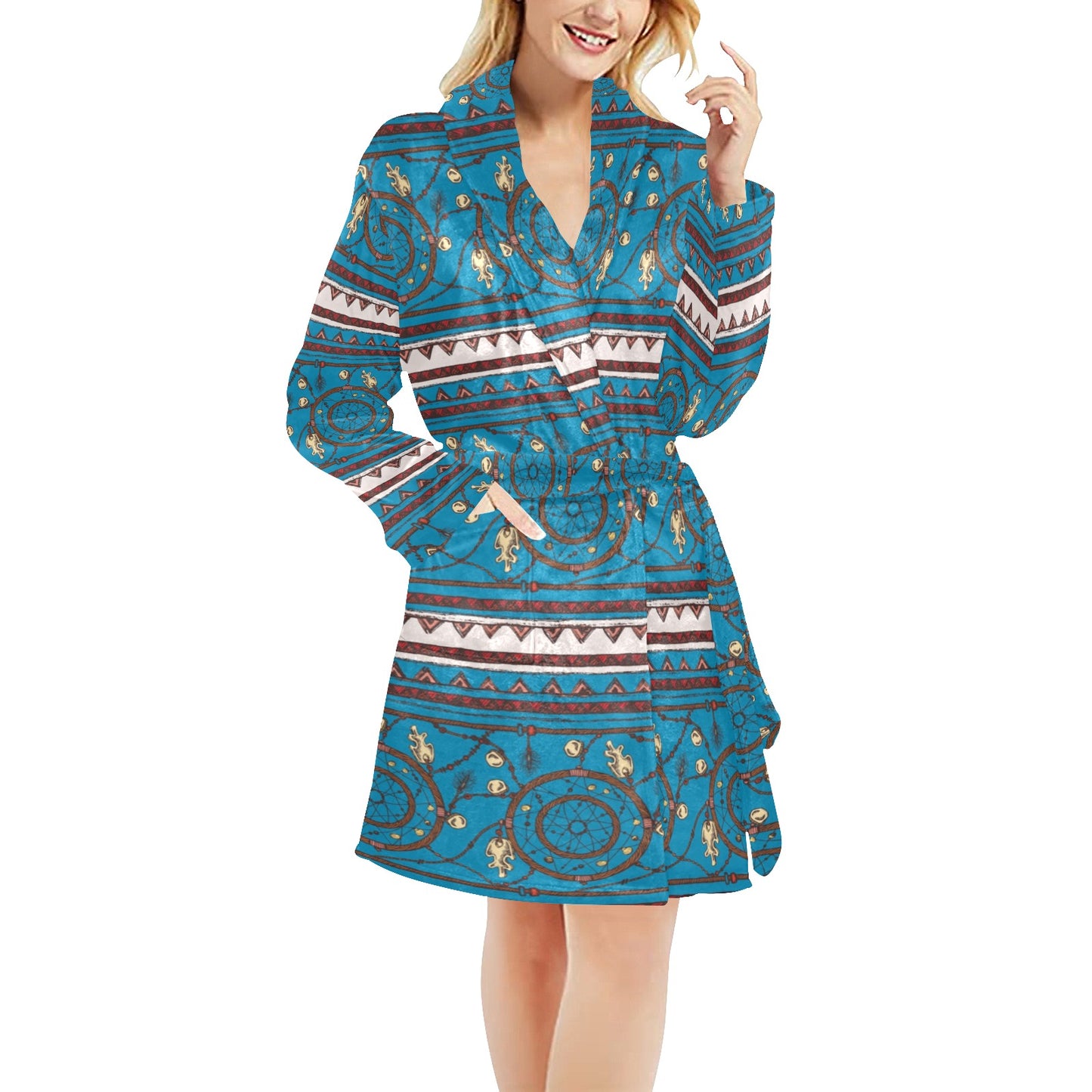Dream catcher aztec Women's Fleece Robe