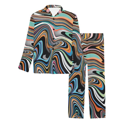 Liquid Pattern Print Design 02 Men's Long Pajama Set