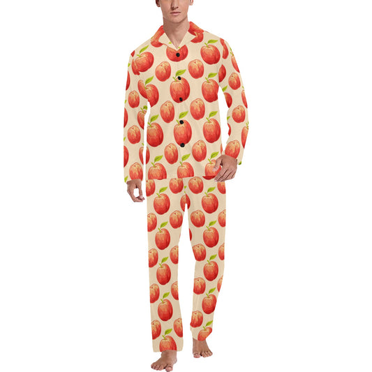 Peach Pattern Print Design A03 Men's Long Pajama Set