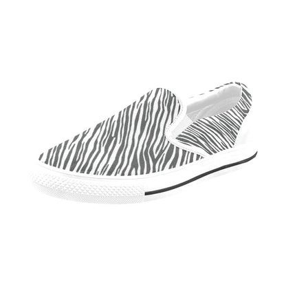 Zebra Classic Print Design LKS302 White Slip Ons Canvas Women's Shoes