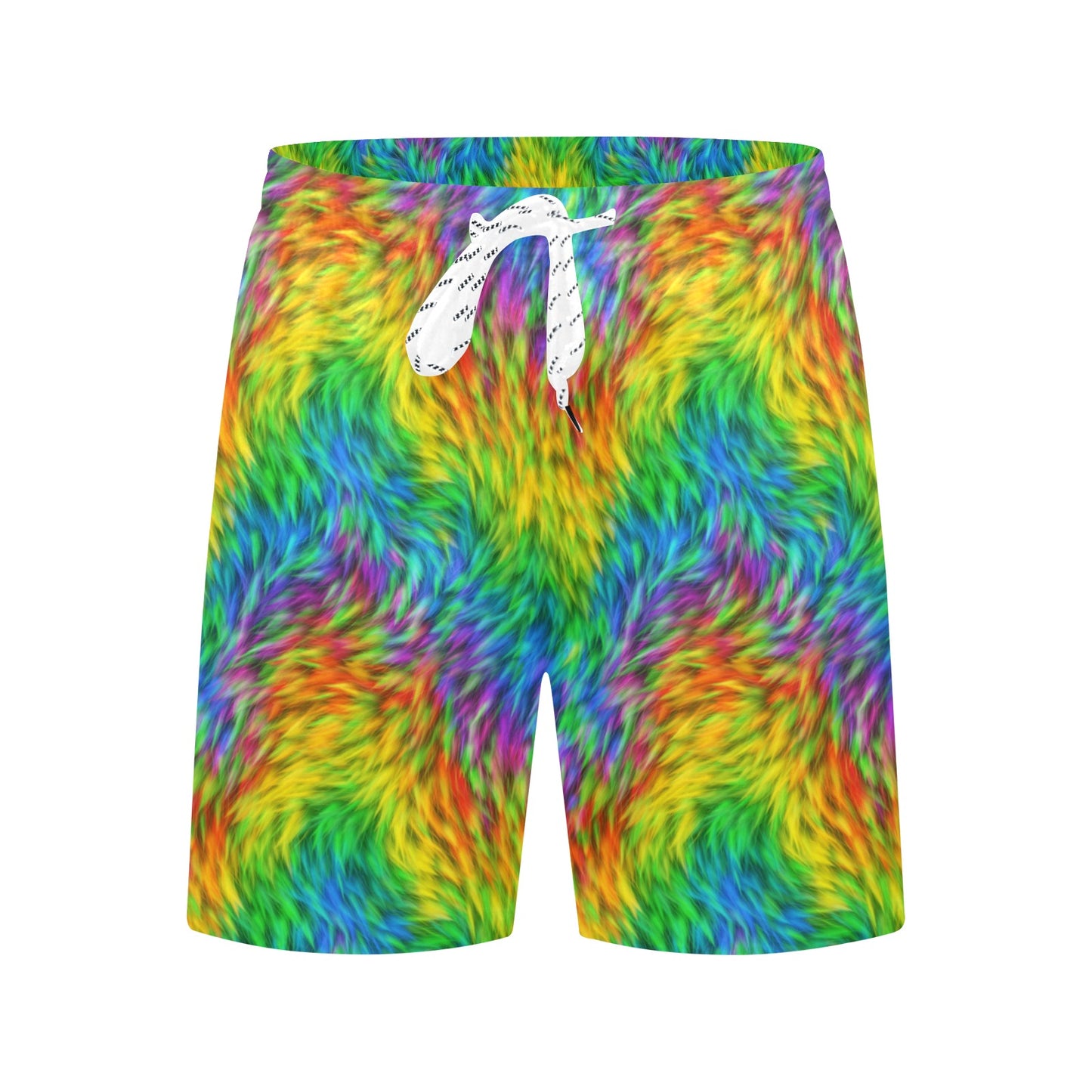 Rainbow Fur Design Print Men's Swim Trunks Beach Shorts