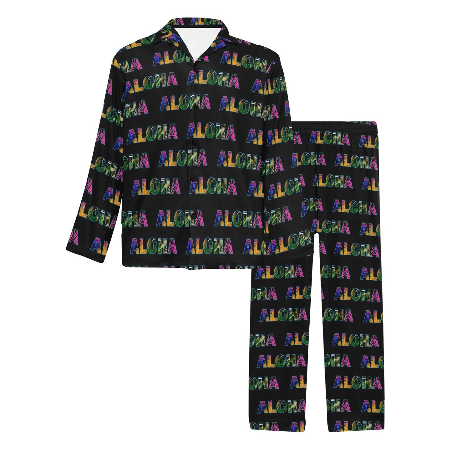 Aloha Hawaii Neon Men's Long Pajama Set
