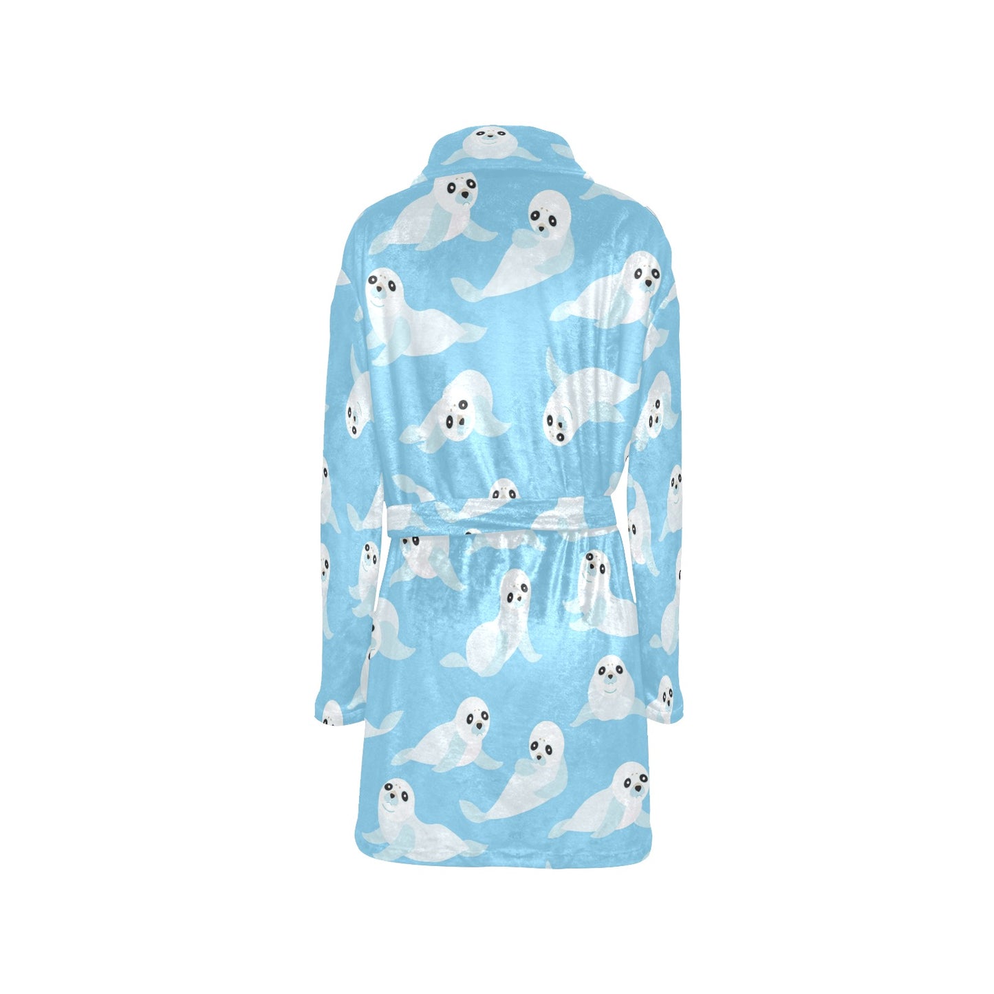 Sea Lion Cute Pattern Print Design 03 Women's Fleece Robe