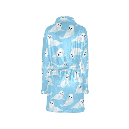 Sea Lion Cute Pattern Print Design 03 Women's Fleece Robe